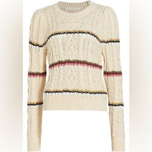 Veronica Beard Bruna Stripe Cable Sweater